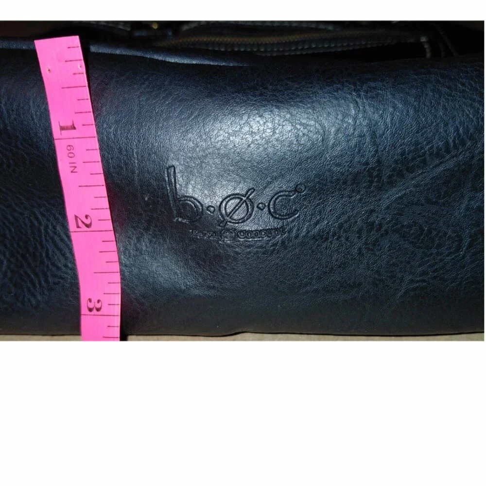 BOC Born Shoulder Purse Bag Flap Zipper Bucket Black Faux Leather - Picture 13 of 13